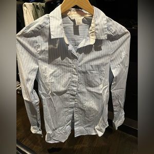 COPY - H&M button up stripe. Light blue and white